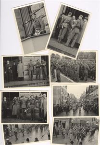 Krigen.  Lot med 23 orginalfoto fra 17. mai 1945 med militære/Milorg i HAUGESUND.