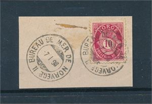 Nk 68 o. Lite klipp stemplet "BUREAU DE MER DE NORVEGE II B 7 I 98" (Grad 6)