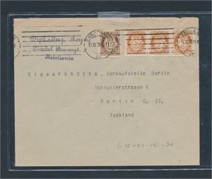Brev med Nk 97 x3 og 102 maskinstemplet "KRISTIANIA 15. XI. 20" til Berlin, Tyskland