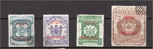 LABUAN, NORTH BORNEO trevligt parti på fem visirblad inkl. bland annat  LABUAN 1902-3 kpl. serie SG117/128,