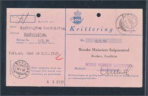 NORDLAND Inkassasjonskvittering med hjelpestempel "NYGÅRDSJØEN 12 1 50"