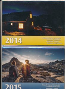 GRØNLAND - ÅRSMAPPER 2014-15. Begge forseglet, vi antar at merkene inni er postfriske
