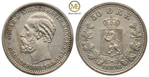 50 øre 1893 Oscar II. Kv.0/01