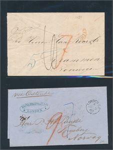 BREV 2 dekorative brev til Norge. London til Tønsberg 1860 og Amsterdam til Drammen 1859