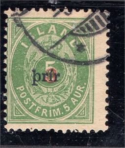 ISLAND 1897 F34 3 prir (liten styl), intyg Nielsen, "äkta och utan reparation". (F 5 500:-)