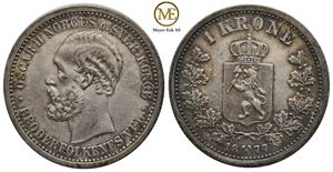 1 krone 1877 Oscar II. Kv.01