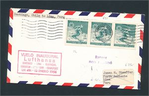 CHILE-FØRSTEFLYVNING Lufthansa Santiago-Lima-Guayaquil-Kingston - New York-Francfort LH 491 - 12 enero 1966