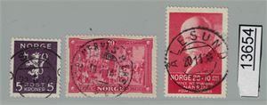 Nk 115, 195 og 232 o. Fullstempler "VESTBANERNES P.EKSP". "ÅLESUND" og "OSLO"
