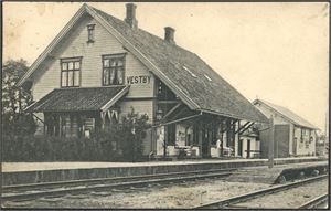 Vestby. Brukt i 1909. Et par flekker i øvre venstre hjørne. K-2