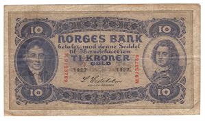 10 kroner 1927 M.9133789. Kv.1/1-