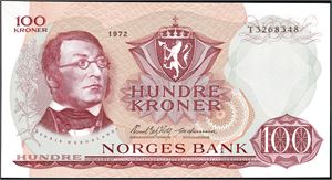 100 kroner 1972, serie T 3268348. 0