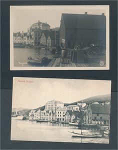 FARSUND 2 kort, nederste på bildet er ubrukt, det andre sendt til USA 1909