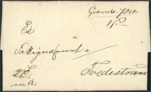 Komplett brev med håndskrevet "Grimstad 7 Des" (1832) og sendt til Tvedestrand.