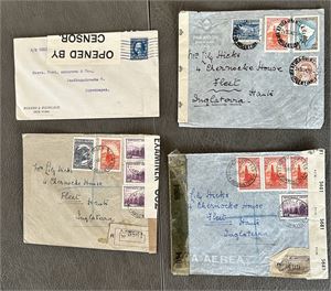 BREV 1. VERDENSKRIG 4 brev fra USA og Argentina til England og Danmark