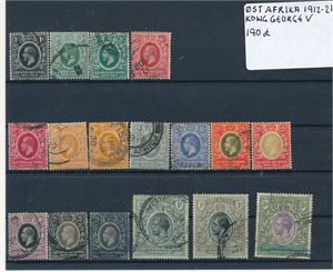 EAST AFRICA & UGANDA o ex SG 44-55, 1912-21 med verdier til 3R (oppgitt £ 190)