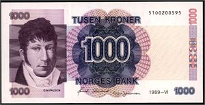 1000 kroner 1989-VI nr 5100200595. 0