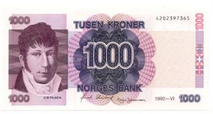 1000 kroner 1990 6 Utg. Kv.0