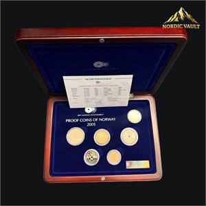 PROOF coins of Norway 2005 eksklusiv, ink gullmedalje.