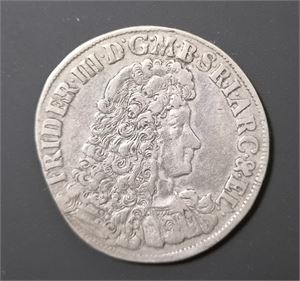 BRANDEBURG 1691, FREDRIK III 2/3 thaler, något oregelbundet formad, sannolikt präglingsrelaterad,