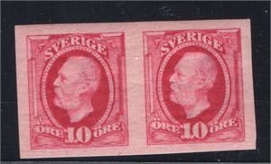 SVERIGE F54e v1 OSCAR II 10 öre boktryk i otandat par (F 600:-++)
