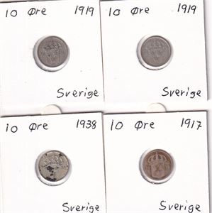 Sverige - 4x10øre sølv