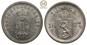 10 øre 1877 Oscar II. Kv.0/01