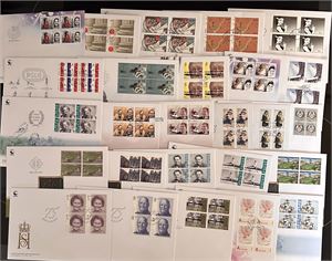 FDC - 4-BLOKKER Tykk bunke brev med høy kostpris og katalogverdi
