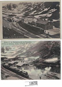 JERNBANESTASJON - MYRDAL 2 kort, et kolorert