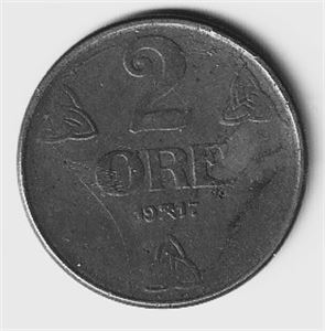 2 øre 1917, dobbel strek