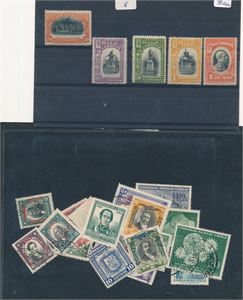 CHILE x Mi 86 og 88-91. 5 merker fra 1910-serien (€ 63). Noen andre merker følger med