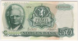 50 kroner 1974 Z.0000000 Specimen. RR. Kv.0