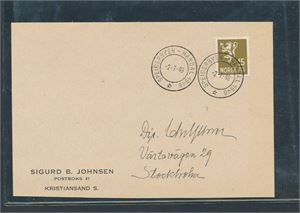 Brevstemplet "SPEIDERBYEN - MANDAL 2-7-48" til Stockholm