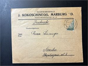 JUGOSLAVIA Mi 121 halvert på trykksaksbrev til Maribor 1921