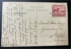 BELGISK CONGO Postkort "Une Élégante" sendt til Belgia 1927