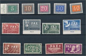 SVEITS (x) Mi 447-59, 1945 Pax uten lim (€ 450 for xx)