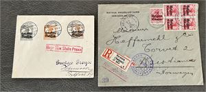 TYSK POST 1, VERDENSKRIG 2 brev stemplet "VERVIERS" og "WARSCHAU"