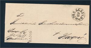 Portofritt brev pent stemplet "PORSGRUND 28-10-1850"
