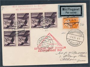 ØSTERRIKE-ZEPPELIN Meget pent kort fra Ägyptenfahrt 1931 stemplet "WIEN 7. IV. 31"