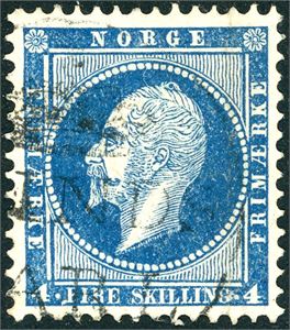 4. 4 skilling Oscar, anert med det private dampsskibsstempelet "Prinds Carl". Attest FCM.