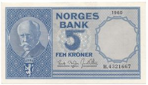 5 kroner 1960 H.4321667. Kv.0/01