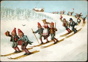 Wilhelm Larsen. Brudefølge på ski. Brukt i 1893. K-3