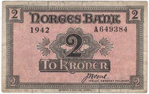 2 kroner London 1942 A.649384. Kv.1/1-