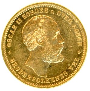 20 kroner 1886 i gull. Fra Gulltransporten. 0/01
