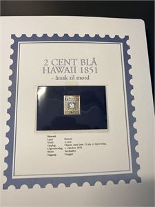 2 cent blå Hawaii 1851 sølv