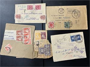 BREV Diverse brev/fragmenter inkl ok brev Irland med portomerker 1951