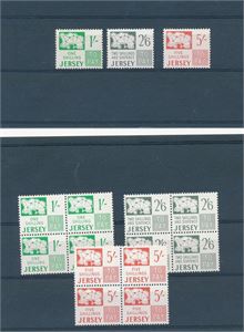 JERSEY xx Portomerker 3-6  enkeltmerker og 4-blokker (€ 250)