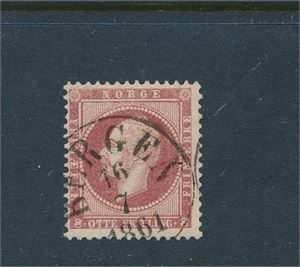 Nk 5 o. Ok merke stemplet "BERGEN 16-7-1861". Liten ekstra stempelbue, skjevt til venstre