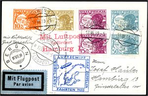 Austria. Two Zeppelin-cards, both sent with Graf Zeppelin on the "Nordland-Fahrten 1930". One with norwegian "Bergen16.7.30" cds and one with "Hammerfest 10.7.30".