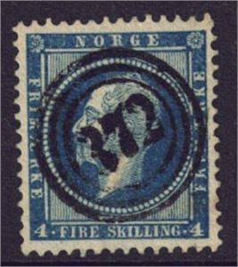 NK 4, pent merke med fullstempel trerings nr. "372" Lyngør.
