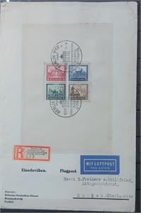 TYSKLAND,RIKET 1930 Mi bl 1 på Rek brev stämplad "BERLIN W62 IPOSTA" (brev med småfel, blocket